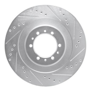 Mitsubishi Montero Sport Brake Rotor (1) - Front Right - R1 Concepts - Drilled & Slotted - Silver - `98-`04